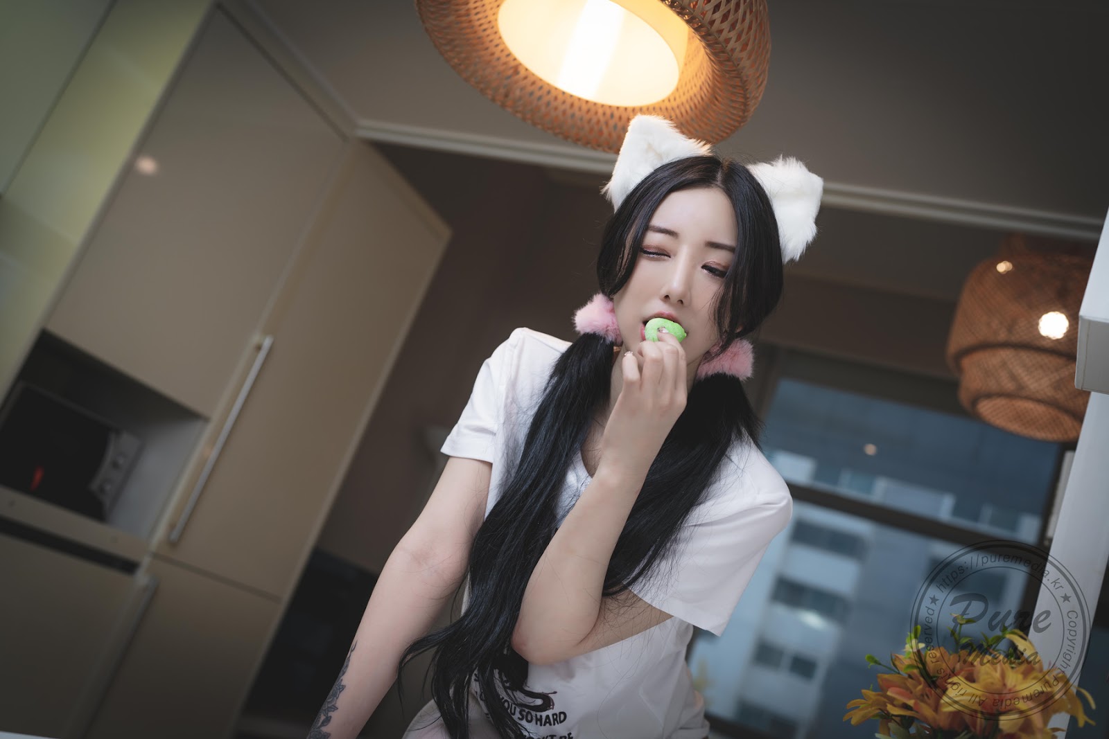 Ảnh Nóng 18+ Gái Xinh Jia 지아, [PURE MEDIA] Naked cat on the sofa Set.01